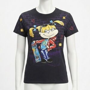Nickelodeon Rugrats Angelica Pickles Skateboard Graphic TShirt Black Brick Large